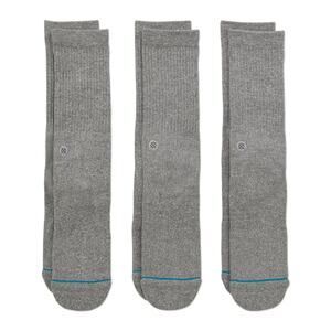 Stance Mens Size M Icon Solid Color Cotton Crew Socks Grey Heather 3 Pack New